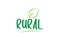 rural green word text with leaf icon logo design