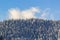 Rural hills, groves and agricultural lands in the winter remote Carpathian mountain village. brae