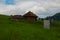 Rural homestead with pit latrine in drakensberg mountains, south africa
