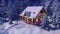 Rural house with Christmas decorations at night 3D