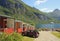 Rural houses in tourist camping in village Geiranger