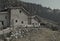 Rural huts in the mountain pasture.