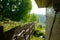 Rural iron fence in the evening in summer