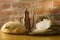 Rural kitchen with bread and flour