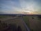 Rural landscape, arable fields and meadows seen from the air, photos from the drone