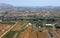 Rural landscape of Attica, aerial view on approach to Athens International Airport, Greece