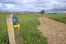 Rural landscape and direction sign Saint James Way