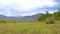 Rural Landscape Field Meadow With Hay Bales After Harvest. Time Lapse, Timelapse, Time-lapse