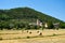 Rural landscape after harvest and buildings of Abbazia di Praglia