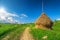 Rural landscape with hay bale,Transylvania,Romania,Europe