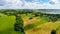 Rural landscape from height in June, Russia