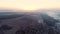 Rural landscape morning foggy skyline aerial view