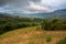 rural landscape in mountain on a cloudy morning