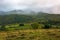 rural landscape in mountain on a cloudy morning