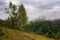 rural landscape in mountain on a cloudy morning