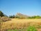 Rural landscape with mountain and grassland in nature