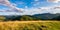 rural landscape in mountains at sunset