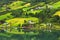 Rural landscape, Olden village sea view, Norway