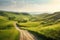 rural landscape, with rolling hills and winding roads