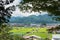 Rural landscape view from Keta Wakamiya Shrine. a famous historic site in Hida, Gifu, Japan