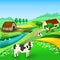 Rural landscape. Village in the summer. vector illustration