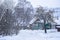 Rural lodges in Zaraysk in snowfall