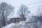Rural lodges in Zaraysk in snowfall