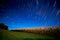 Rural Michigan Corn Field Star Trail Vibrant Night