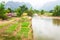 The rural north Laos, vegetable garden on riverside and little h