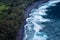 Rural ocean coastline with rough waves, Hawaii