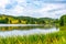 Rural pond in the mddle of green landscape. Southern Bohemia