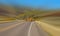 Rural road in Colorado with radial motion blur