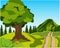 Rural road on nature year daytime.Vector illustration