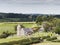 Rural scene with church in Northumberland, UK