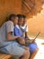 Rural school children using laptop.