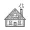 Rural small house sketch vector illustration