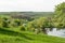 Rural spring pasture landscape in Central Ukraine.