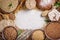 Rural still-life, top view - the peeled groats of buckwheat and products made from it