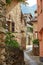 Rural Swiss mountain village street in Southern Switzerland, Canton of Ticino near Bellinzona