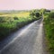 Rural tarmac road in Poland