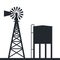 Rural windpump and water tank, vector