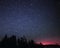 Rural Winter Landscape at night with trees and stars