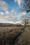 Rural winter morning scene Eastern Sierra Nevada mountains Owens Valley, Bishop, California, USA