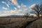 Rural winter morning scene Eastern Sierra Nevada mountains Owens Valley, Bishop, California, USA