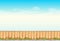 Rural wooden fence blue sky vector background