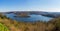 Rursee lake panorama at the nationalpark Eifel