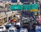 Rush hour traffic jam on the Williamsburg Bridge in Brooklyn, Ne