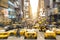 Rush hour with yellow taxi cabs in Manhattan New York City