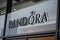 Rushden, Northamptonshire, United Kingdom - 15 November 2019 - Shopping center in Rushden. The sign for a Pandora jewellery store