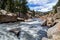 Rushing stream river water through Eleven Mile Canyon Colorado